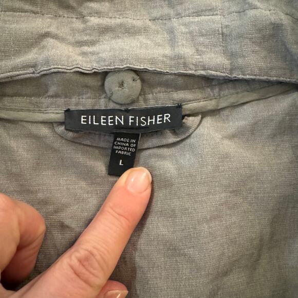 Eileen Fisher Zip Jacket w/removable hood Longsleeve Cotton Metallic taupe Large - Picture 8 of 12
